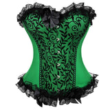 Women Sexy Floral Lace Corset Dress Victorian Fashion Corset Bustier Lingerie Top With Burlesque Asymmentrical Skirt Set