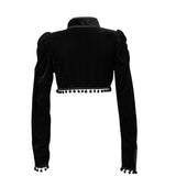 2023 Gothic Black Velvet Short Steampunk Crop Jacket Long Sleeve Women Gothic Bolero Victorian Coat Vintage Corset Accessories
