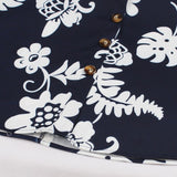 Red Single Breasted Button Front Botanical Print Flare Summer V-Neck Pocket Side Vintage Dress