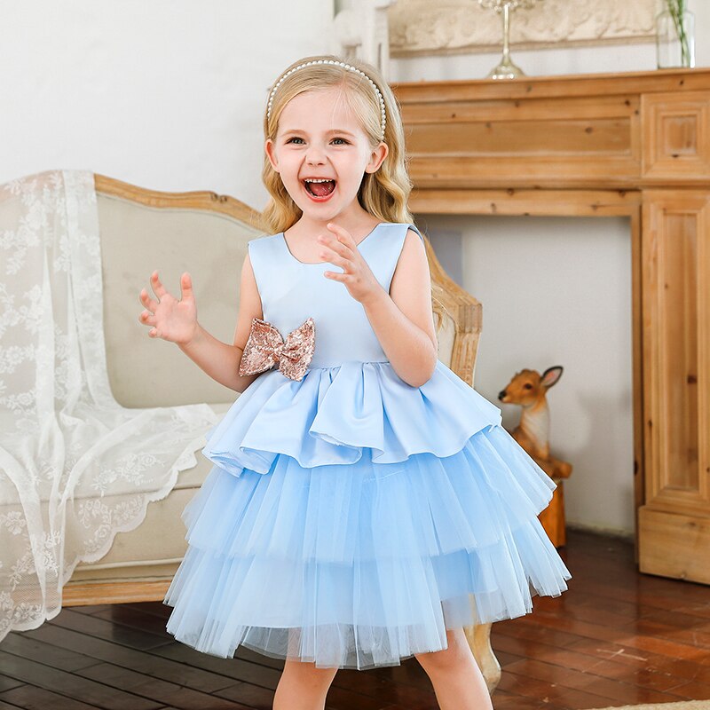 Kids Dresses For Baby Girls Elegant Wedding Sequin Princess Party Tutu Gown Toddler Children Evening Clothes Christmas Costume