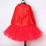 Red Riding Hood Kids Dresses for Girls Children Christmas Cosplay Costume Halloween Carnival Tutu Dress with Cloak 1-12 Years