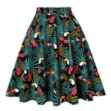 Leopard Print High Waist Skirt Pleated Women Flared Runway Midi Skirt Fashion Cotton Swing Rockabilly Party Skirts Gothic