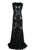 1920s New V-neck Long Evening Dress Embroidered Sleeveless Prom Pleated Chiffon Robe De Soriee Elegant Party Dress