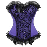 Women Sexy Floral Lace Corset Dress Victorian Fashion Corset Bustier Lingerie Top With Burlesque Asymmentrical Skirt Set