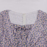 2021 Square Neck Bow Front Floral Vintage Summer Tunic Dress Short Sleeve High Waist Robe Elegant Women A Line Swing Dresses