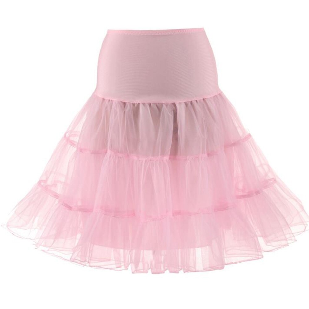 Women Underskirt Petticoat Vintage Rockabilly Tulle Skirt Black Puffy Elastic High Waist Pleated Swing Skirt