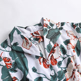Turn Down Collar Button Up Botanical Print Vintage Summer Women Cotton A-Line Belted Retro Dress