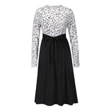 Long Sleeve Retro Vintage Women A Line Party Dress Leopard Plaid Print Plus Size Slim Fit Vestido Autumn Wrap Tunic Midi Dresses