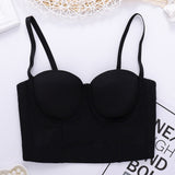 Sexy Crop Top To Wear Out Sleeveless Camis Built In Bra Ladies Cropped Top Nightclub Party Corset Push Up Bustier
