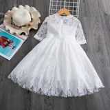 Girls New Year Costume Lace Princess Dress Flower Embroidery Tulle Long Sleeve Winter Baby Kids Children Christmas Party Dresses