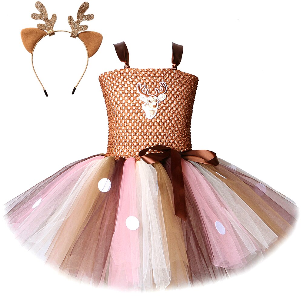 Kids Deer Costume for Girls Christmas Reindeer Dresses Children Halloween Costumes Baby Girl Cute Clothes Child Tutu Outfits