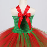 Christmas Tutu Dress for Girls New Year Costume Kids Xmas Party Dresses with Flower Headband Toddler Baby Girl Clothes Red Green