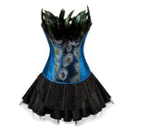 Embroidery Princess Corset Dress S-6XL Halloween Feathers Burlesque Gothic Vintage Style Overbust Corset Bustier with Skirt
