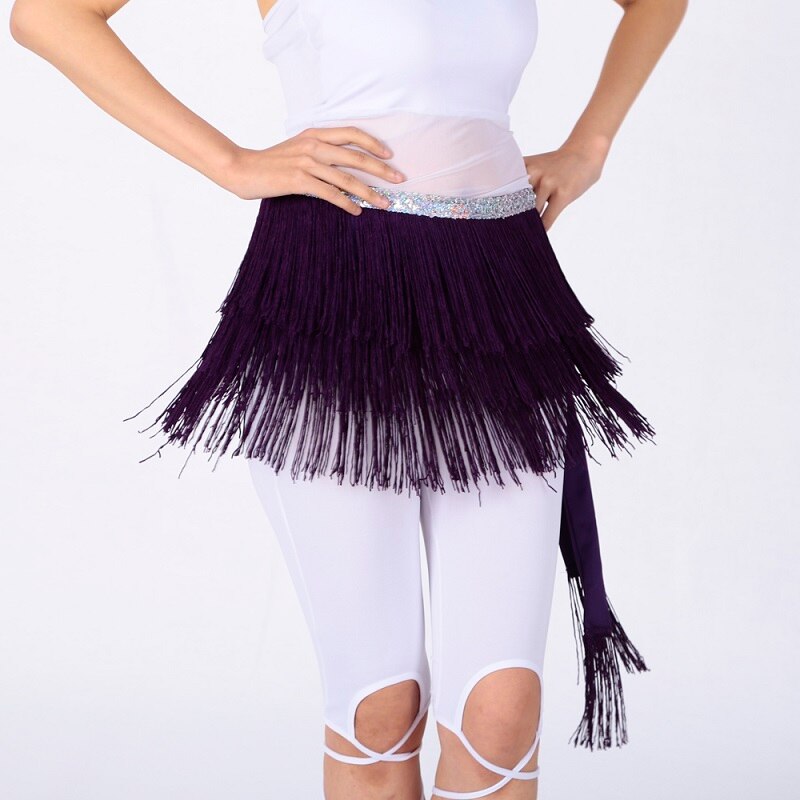 Three Layers Fringe Hip Scarf Belt Belly Dancing Costume Latin Tribal Tassel Wrap Skirt