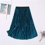 New 9 Color Long Women High Waisted Soft Skinny Velvet Pleated Elegant Maxi Skirt