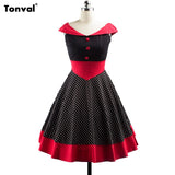 Vintage Polka Dot 1950S Pin up Cotton Off Shoulder Evening Party Rockabilly Elegant Dress