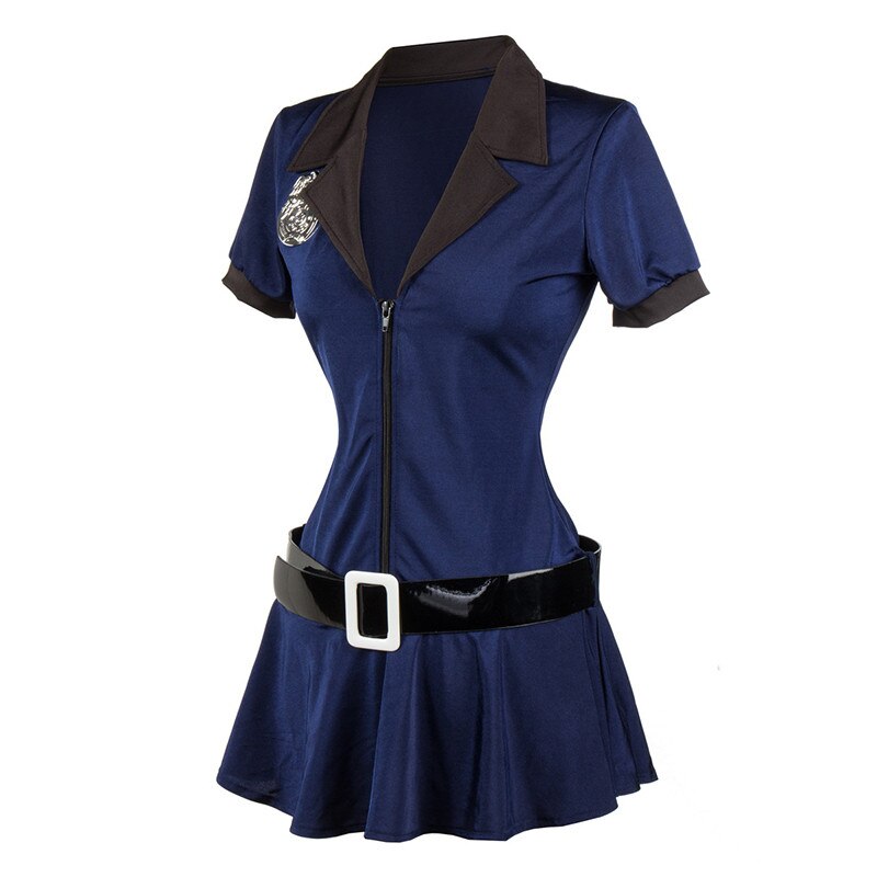 Size S-XXXL Blue Women Sexy Cop Uniform Police Costume Halloween Cosplay Policewomen Fancy Dress