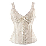 Sexy Lace-up Jacquard Overbust Corset With zipper Shoulder Straps Bustier Corselet Gothic Plus Corset Tops