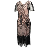 Embellished Beaded Sequin Robe Vestidos 1920s Flapper Dress Vintage V Neck Butterfly Sleeve Long Great Gatsby Dress