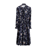 Women Long Sleeve Floral Print Midi Chiffon Casual Slim Party Lady Office Dress