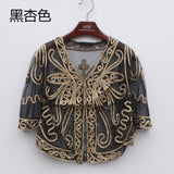 Cardigan Bolero Coat Half Flare Sleeve Butterfly Pattern Embroidery Ribbon Lace Mesh Shrug Crochet Blusas Top