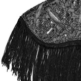 Women 1920s Flapper Embroidery Fringe Shawl Cover Up Gatsby Party Beaded Sequin Cape Vintage Mesh Scraf Wraps for Dresses