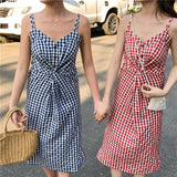 Women's Kawaii Lovely Dresses Ins Chic Vintage Plaid Strap Dress Female Sweet Harajuku Punk Clothes For Women Summer Office