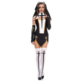 Halloween Costume For Women Cosplay Sexy Nun Costume Outfit Fantasy Nuns Sister Slim Dress Uniforms