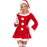 3Pcs/1set New Arrival Christmas Costumes Women Sexy Red Christmas Dress Santa Claus Costumes for Adults Uniform