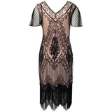 Embellished Beaded Sequin Robe Vestidos 1920s Flapper Dress Vintage V Neck Butterfly Sleeve Long Great Gatsby Dress