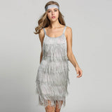 Vintage Vestidos 1920s Flapper Girl Fancy Dress Costumes Slash Neck Strappy Fringe Swing Party Dress
