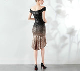 New Women Elegant Short Sequin Prom Dress Knee Length Sparkle Evening Party Dress