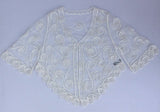 Large Size Retro Women Lace Stitching Embroidery Floral Cardigan Half Flare Sleeve V Neck Beach Holiday Sheer Caple Coat