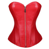 Women Faux Leather Corset Zip Bustier Plus Size Overbust Corsets Steampunk Waist Trainer Corselet Clothing