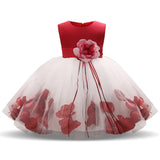 Baby Girl Christmas Dress Petals Tutu Princess Dress 1 Years Birthday Party Baptism Dress For Girls Infant Baby Girl Costume