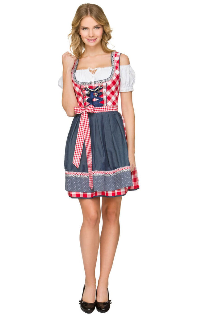 German Beer Girl Costume Adult Bavarian Dirndl Dress Apron Blouse Gown Costume Oktoberfest Beer Festival Sexy Maid Costume