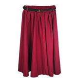 Midi Knee Length Summer With Belt Casual Elastic Korean High Waist Pleated A-line Skirt