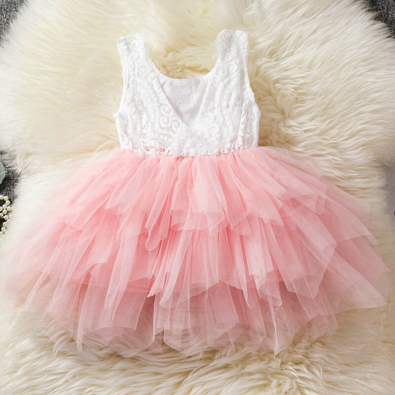 Baby Girl Flower Tulle Lace Dress Party Dress Girls Clothes Summer Kids Tutu Princess Costume Children Clothing Birthday Outfit