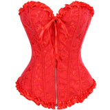 Vintage Sexy Corsets And Bustiers Zipper Front Gothic Floral Overbust Corset Body Trainer Shapewear Top Plus Size S-6XL