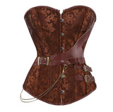 S-6XL Steampunk Corset Overbust Gothic Women Black Brocade Corsets And Bustiers Slimming Waist Trainer Bustier Corselet