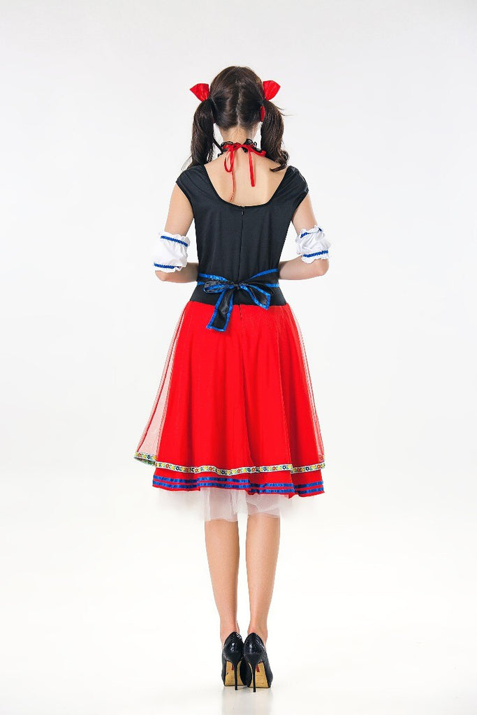 Fashion Oktoberfest Beer Girl Costume Maid Wench Germany Bavarian Short Sleeve Fancy Dress Dirndl For Adult Women