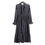 Women Long Sleeve Floral Print Midi Chiffon Casual Slim Party Lady Office Dress