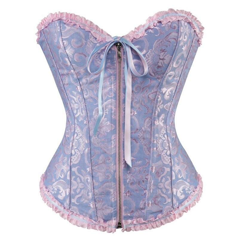 Vintage Sexy Corsets And Bustiers Zipper Front Gothic Floral Overbust Corset Body Trainer Shapewear Top Plus Size S-6XL