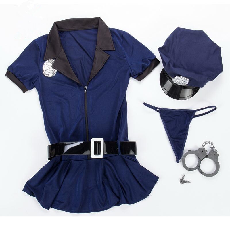 Size S-XXXL Blue Women Sexy Cop Uniform Police Costume Halloween Cosplay Policewomen Fancy Dress
