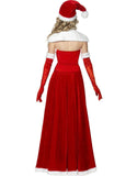 Deluxe Female Red Velvet Xmas Dress Adult Women Santa Claus Sexy Outfit Christmas Costume(Shawl+Hat+Corset+Skirt+Gloves)