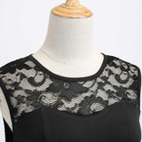 Black Floral Print Contrast Lace Sweetheart Sleeveless A Line Party Elegant Skater Vintage Dress