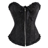 Vintage Sexy Corsets And Bustiers Zipper Front Gothic Floral Overbust Corset Body Trainer Shapewear Top Plus Size S-6XL