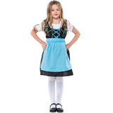 S-XL Deluxe Children German Oktoberfest Dirndl Beer Kids Girls Costume Carnival October Festival Beer Maid Dress&Apron