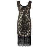 Sparkly Women 1920s Sequined Beaded Flapper Party Dress Vintage V Neck Sleeveless Summer Fringe Midi Plaid Dress