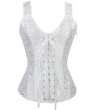 Sexy Lace-up Jacquard Overbust Corset With zipper Shoulder Straps Bustier Corselet Gothic Plus Corset Tops